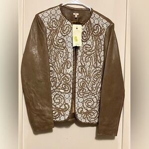 NEW REBA LEATHER JACKET CREAM EMBROIDERY SIZE S